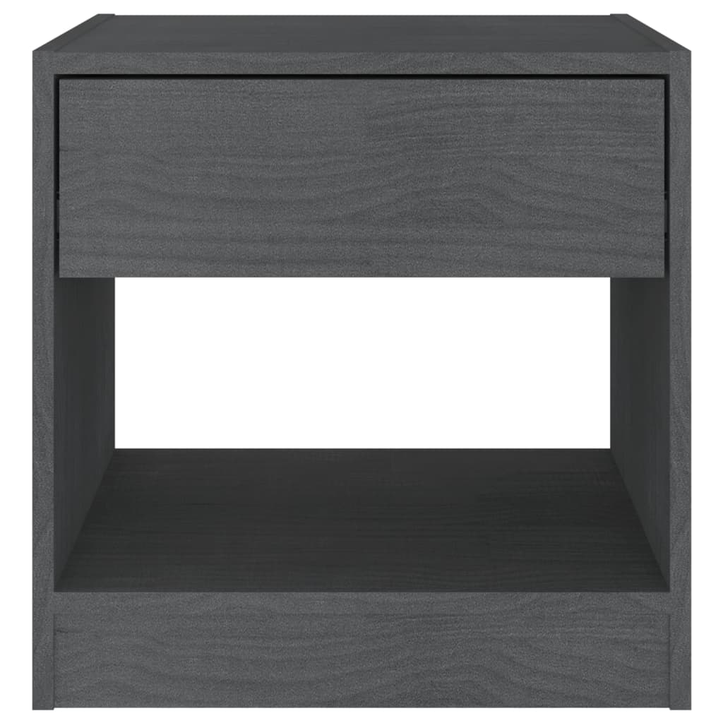 Nachttische 2 Stk. Grau 40x31x40 cm Massivholz Kiefer