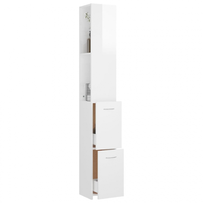 Badschrank Hochglanz-Weiß 25x26,5x170 cm Holzwerkstoff