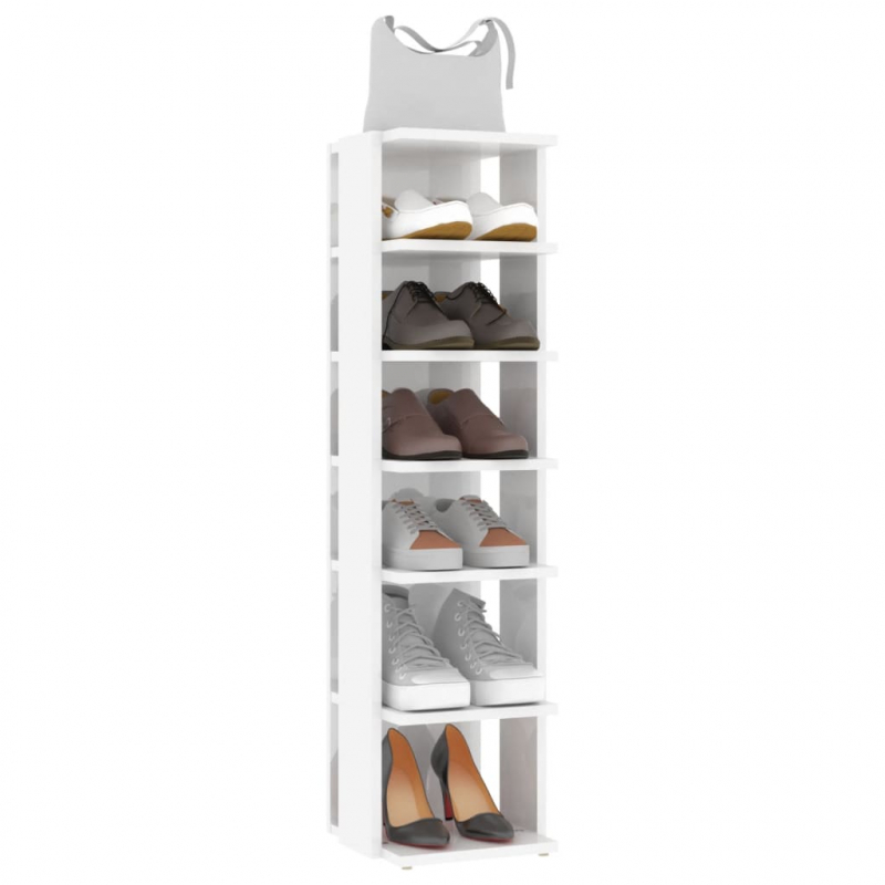 Schuhschrank Hochglanz-Weiß 27,5x27x102 cm Holzwerkstoff