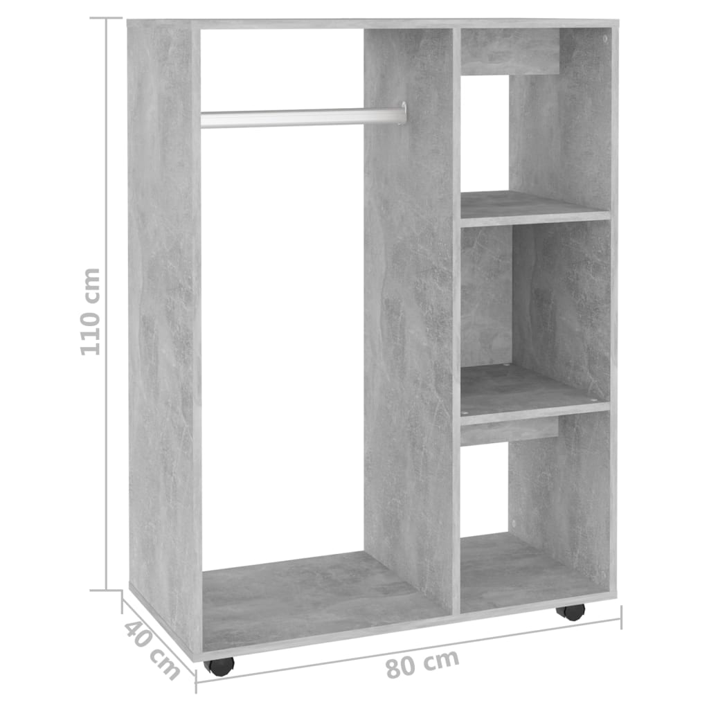 Kleiderschrank Betongrau 80x40x110 cm Holzwerkstoff