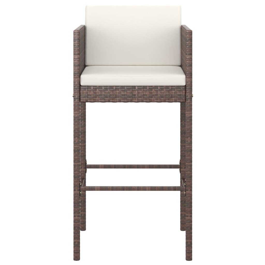 Barhocker 4 Stk. mit Kissen Braun Poly Rattan