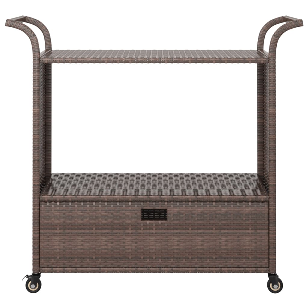 Barwagen mit Schublade Braun 100x45x97 cm Poly Rattan