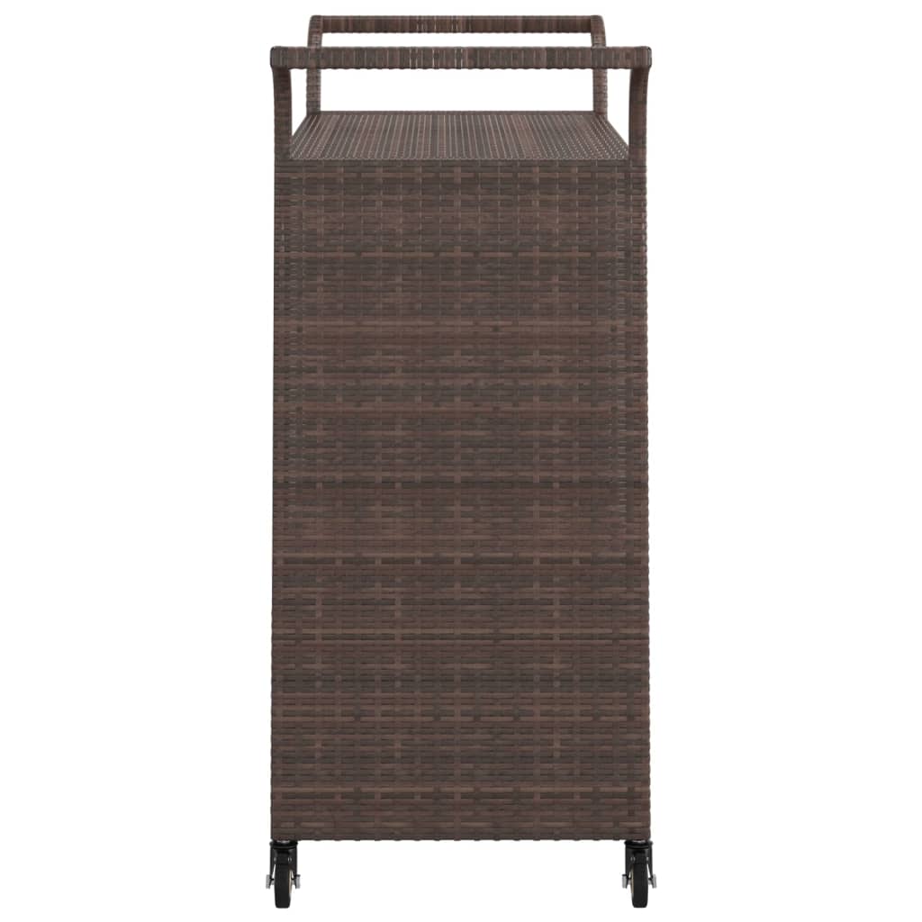 Barwagen mit Schublade Braun 100x45x97 cm Poly Rattan