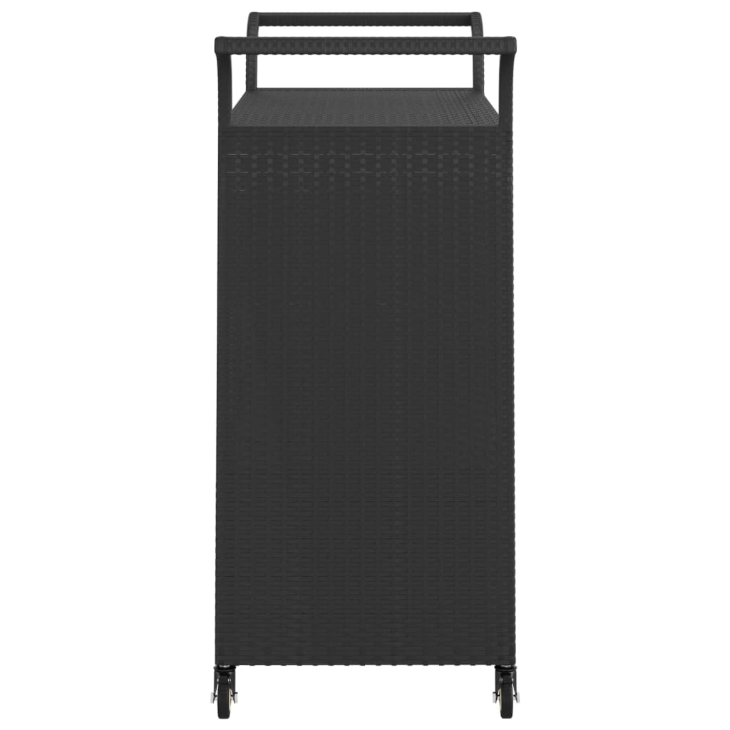 Barwagen mit Schublade Schwarz 100x45x97 cm Poly Rattan