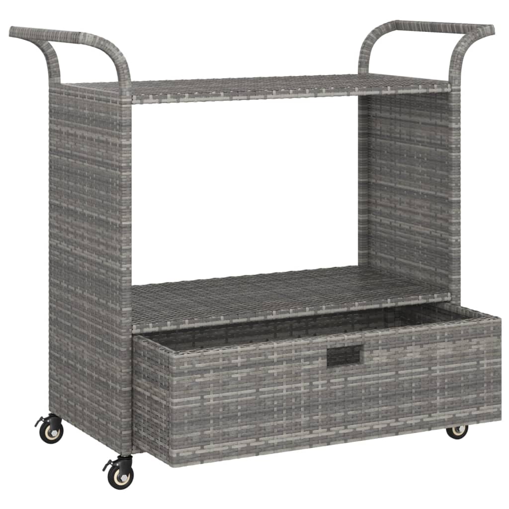 Barwagen mit Schublade Grau 100x45x97 cm Poly Rattan