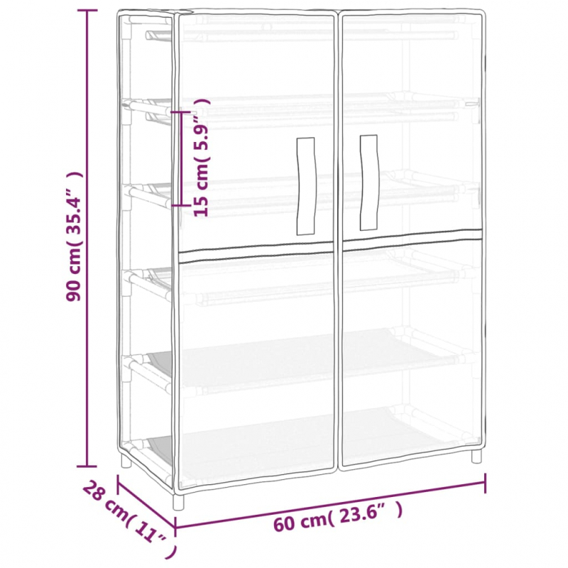 Schuhschrank Grau 60x28x90 cm Stoff