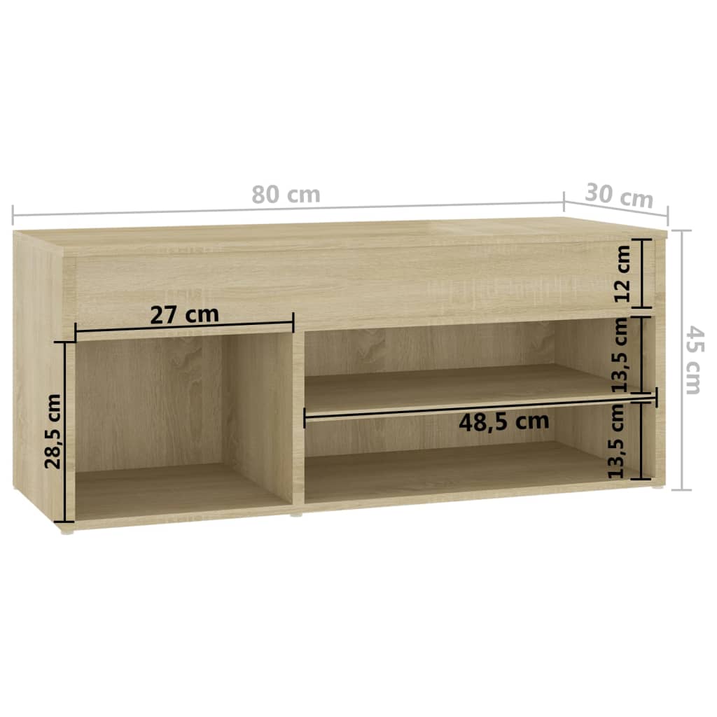 Schuhbank Sonoma-Eiche 80x30x45 cm Holzwerkstoff