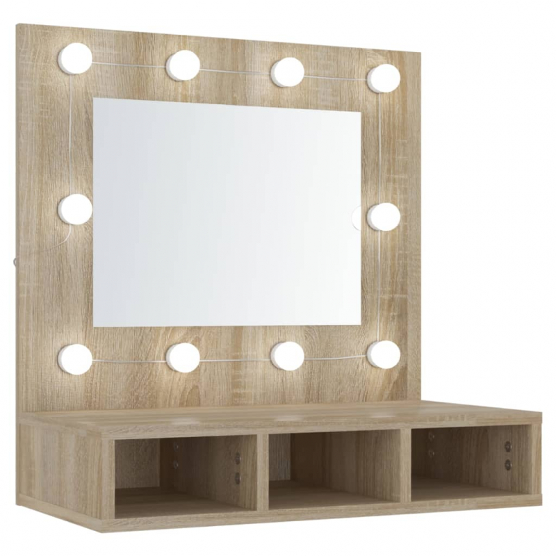 Spiegelschrank mit LED Sonoma-Eiche 60x31,5x62 cm