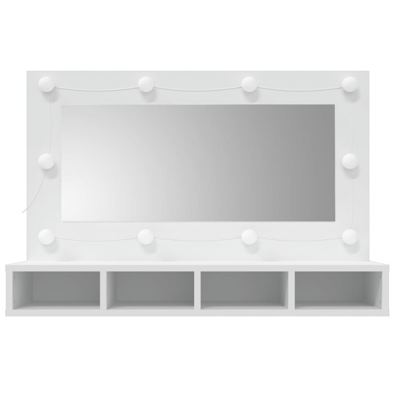 Spiegelschrank mit LED Weiß 90x31,5x62 cm