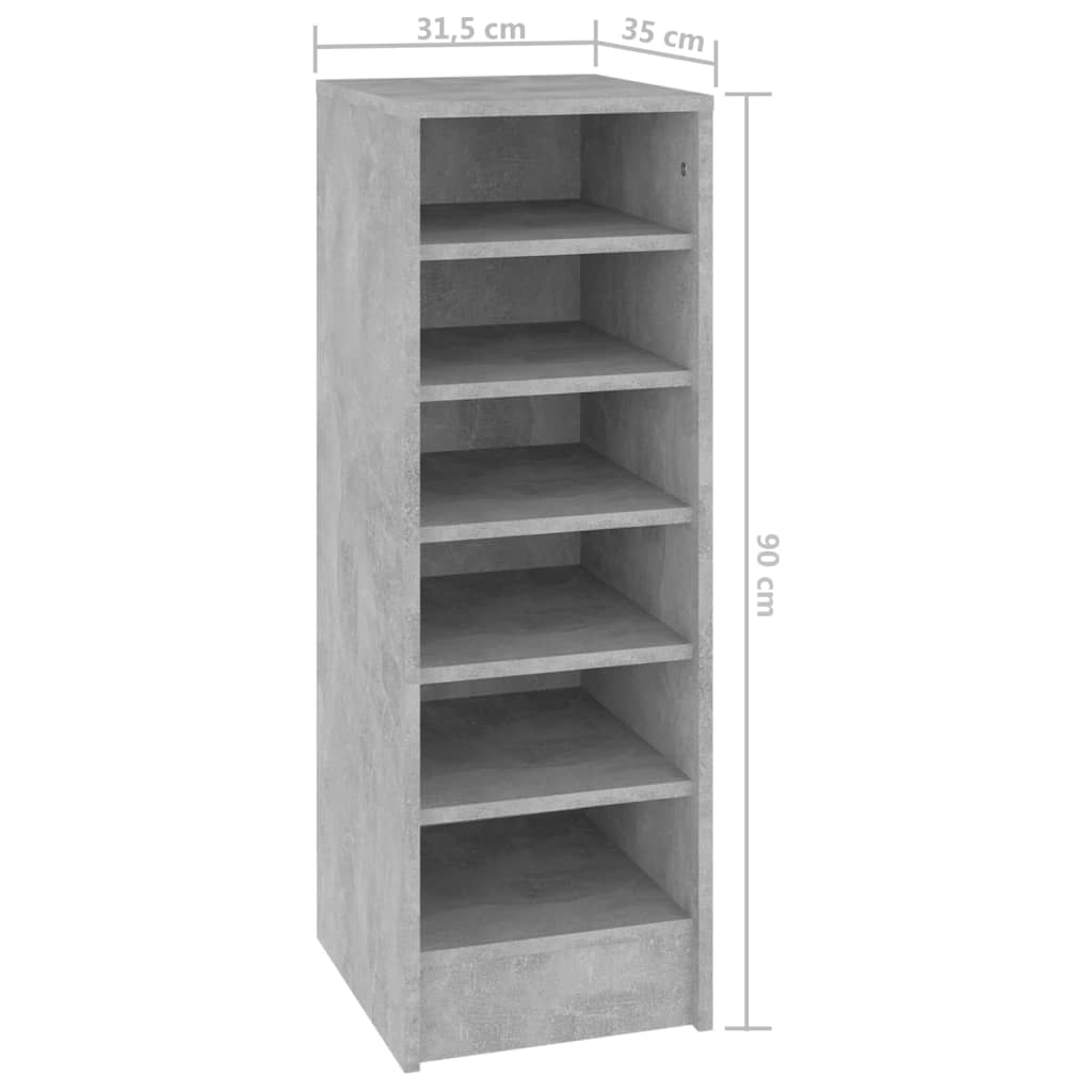 Schuhschrank Betongrau 31,5x35x90 cm Holzwerkstoff