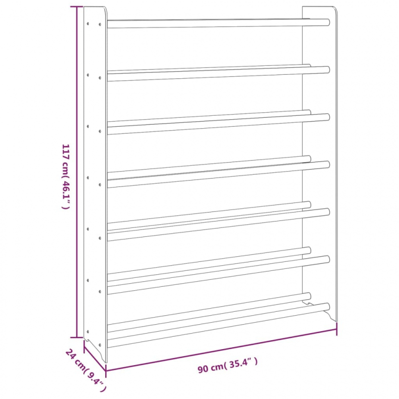 Schuhregal Braun 90x24x117 cm Holzwerkstoff