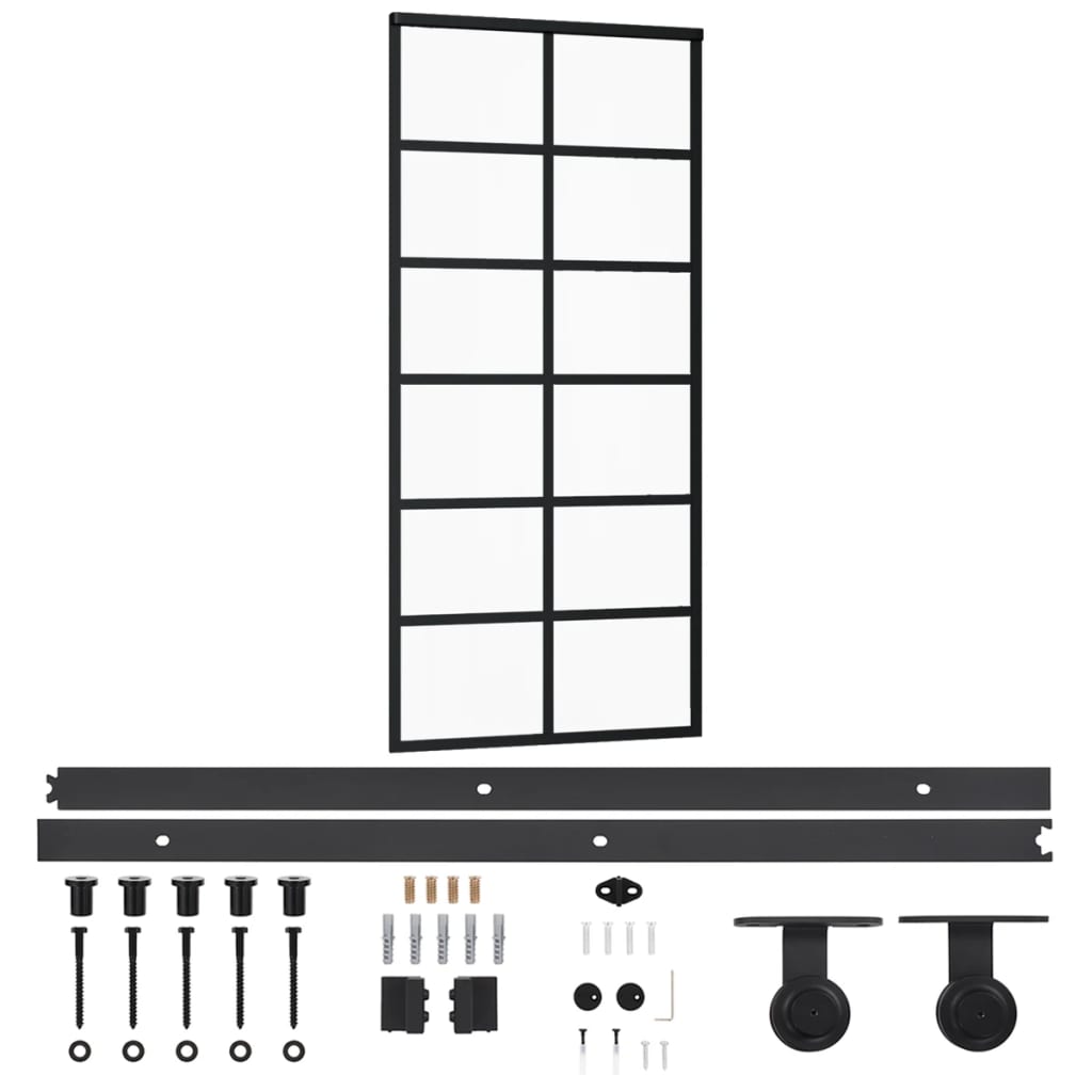 Schiebetür mit Beschlag ESG-Glas & Aluminium 90x205 cm