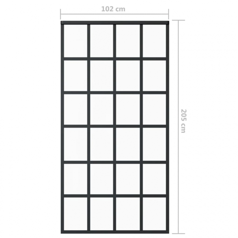 Schiebetür mit Beschlag ESG-Glas & Aluminium 102x205 cm