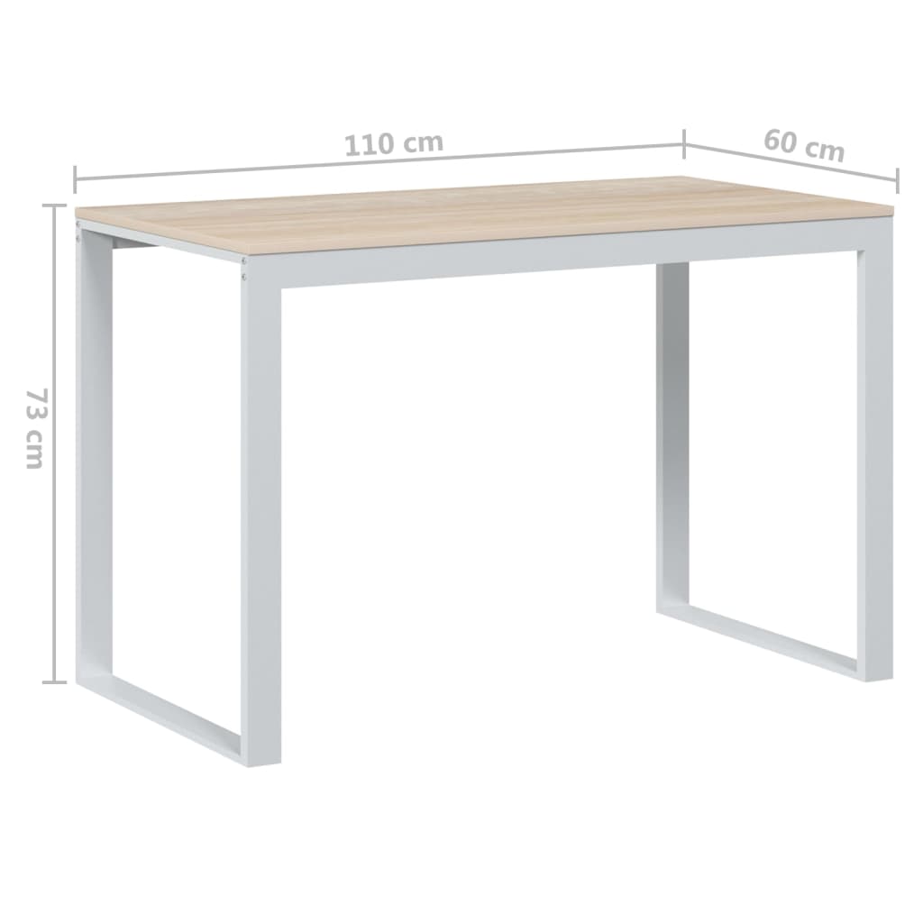 Computertisch Weiß und Eiche-Optik 110x60x73 cm Holzwerkstoff