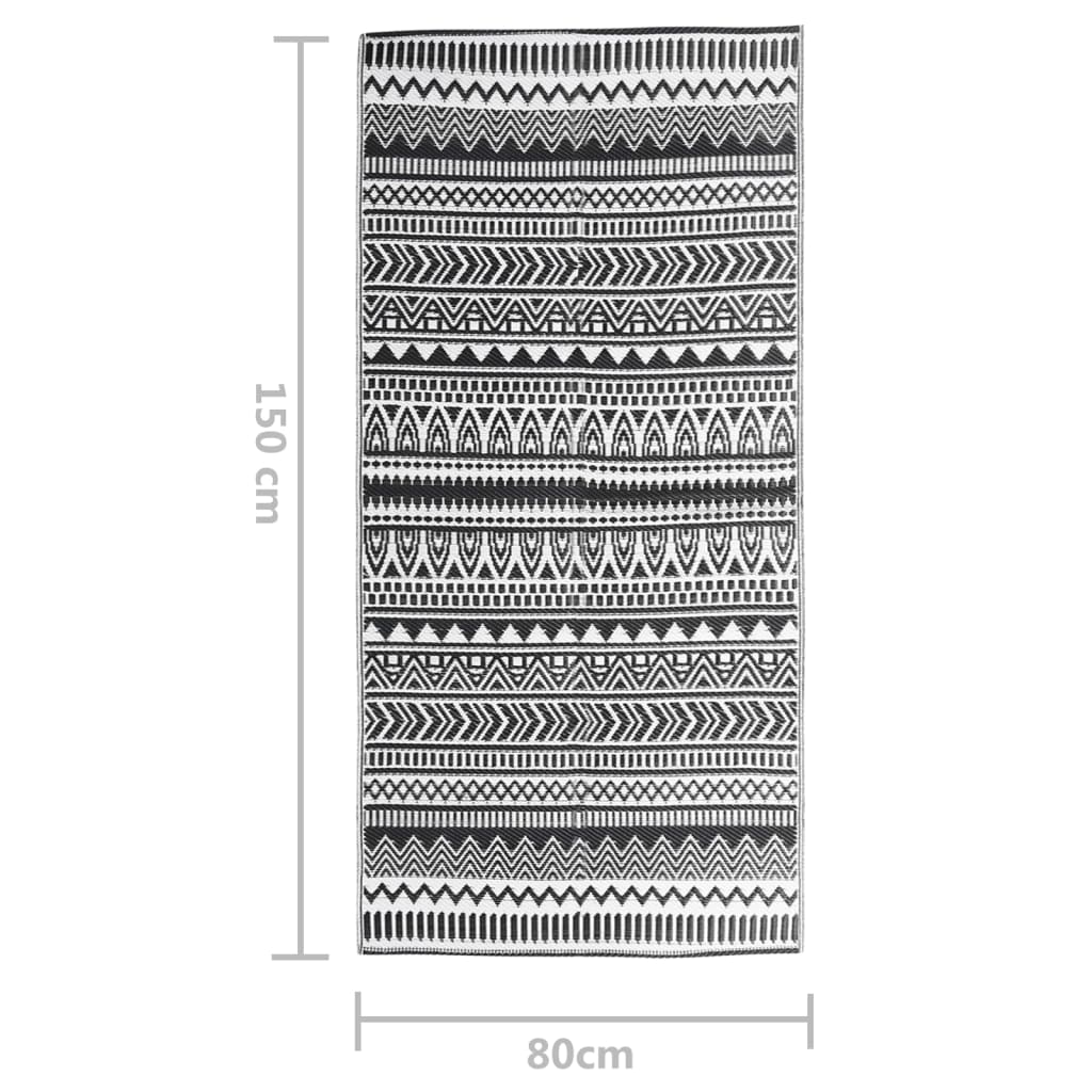 Outdoor-Teppich ARAKIL Schwarz 80x250 cm PP