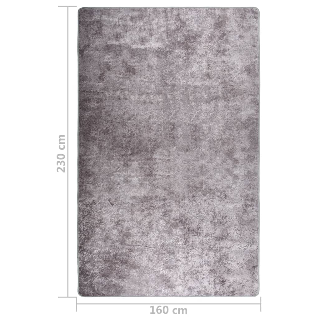 Teppich Waschbar 160x230 cm Grau Rutschfest