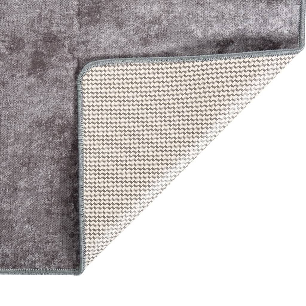 Teppich Waschbar 190x300 cm Grau Rutschfest
