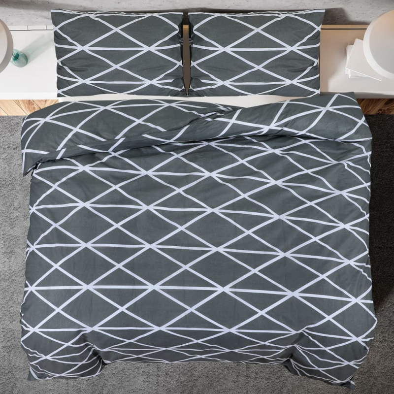 Bettwäsche-Set Grau 155x220 cm Baumwolle