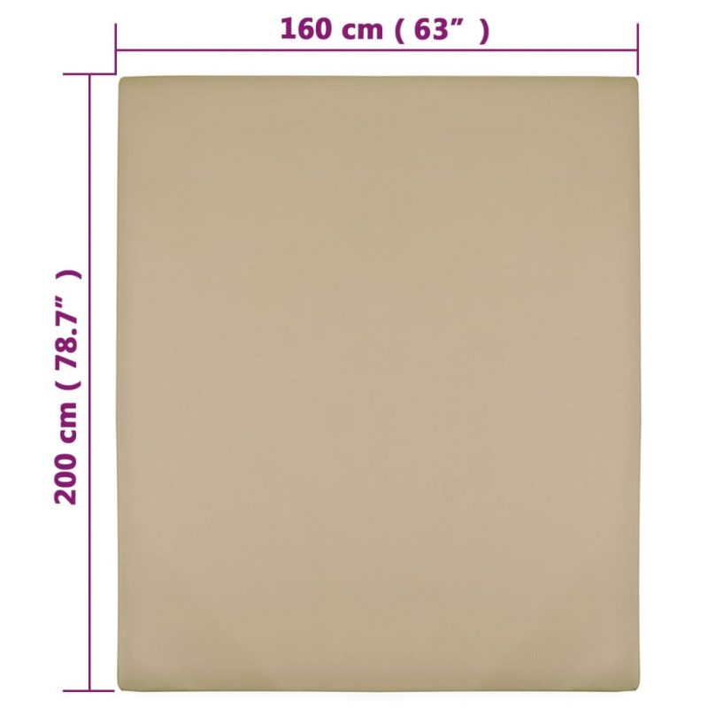 Spannbettlaken 2 Stk. Jersey Taupe 160x200 cm Baumwolle