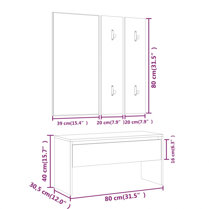 Flurmöbel-Set Weiß Holzwerkstoff