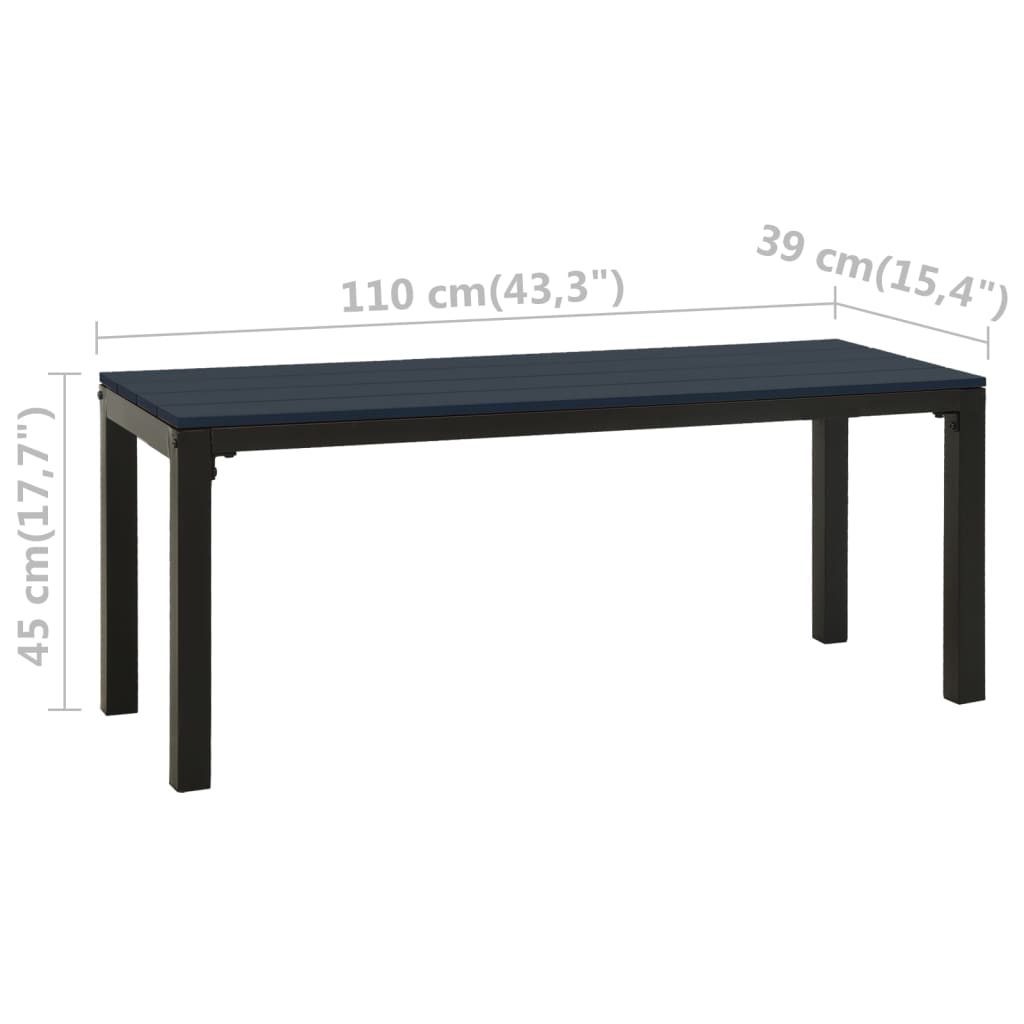 Gartenbank 110 cm Stahl und WPC Schwarz