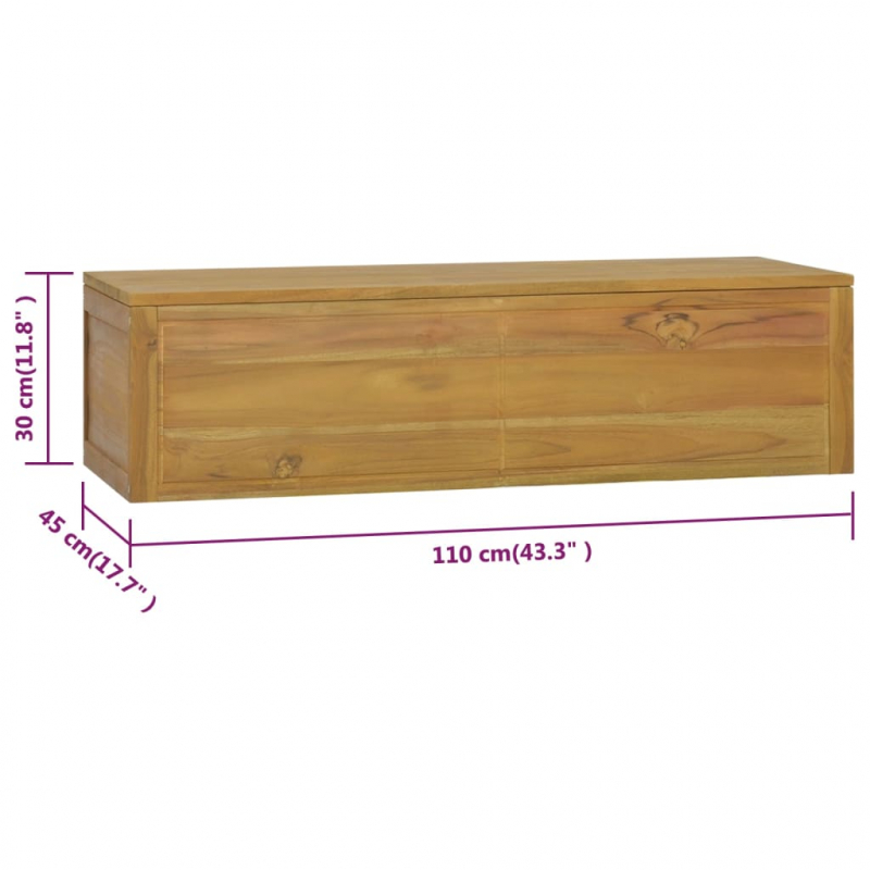 Wand-Badschrank 110x45x30 cm Teak Massivholz