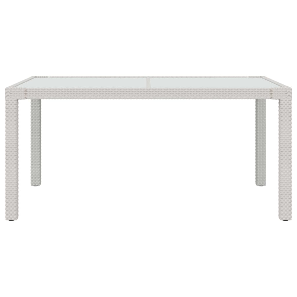 Gartentisch 150x90x75 cm Gehärtetes Glas Poly Rattan Weiß