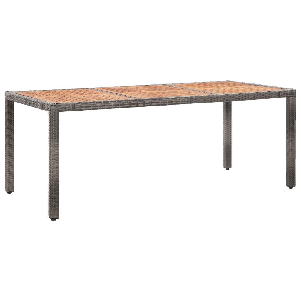 Gartentisch 190x90x75 cm Poly Rattan und Akazienholz Grau