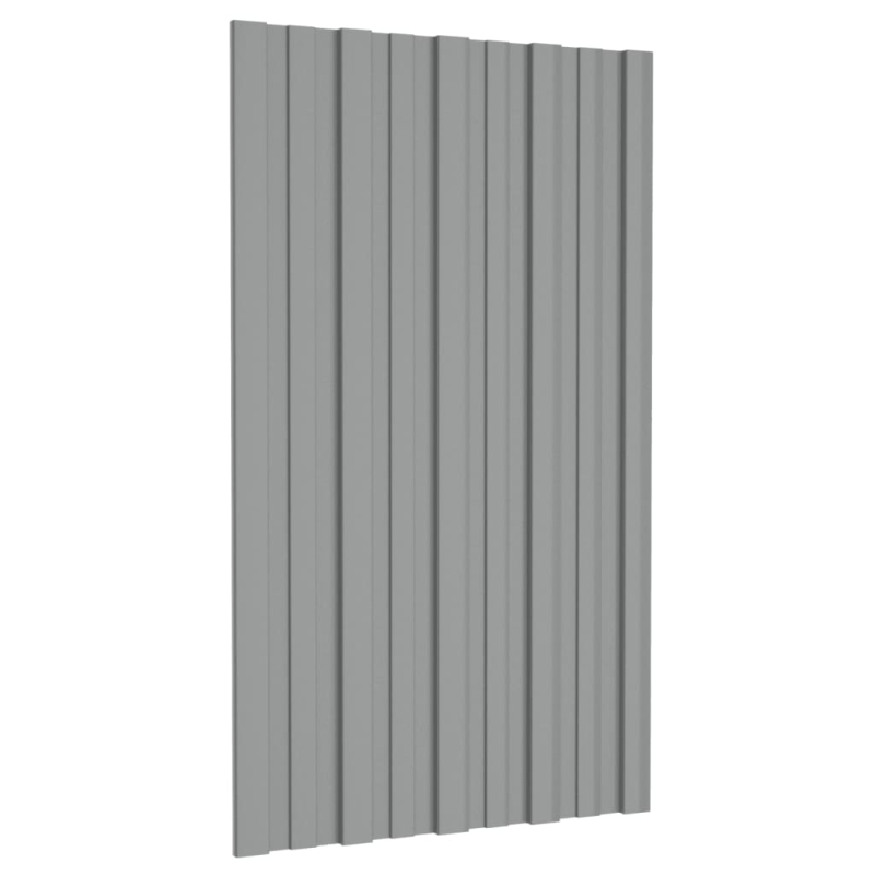 Dachpaneele 12 Stk. Verzinkter Stahl Grau 80x45 cm