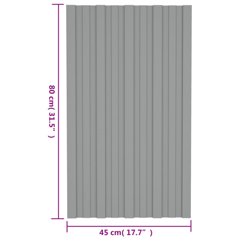 Dachpaneele 12 Stk. Verzinkter Stahl Grau 80x45 cm