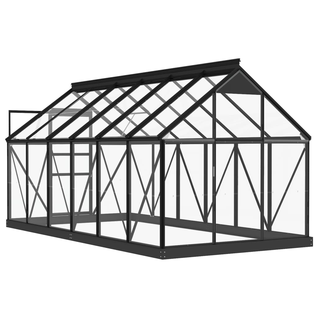 Glas Gewächshaus Anthrazit 155x298x191 cm Aluminium