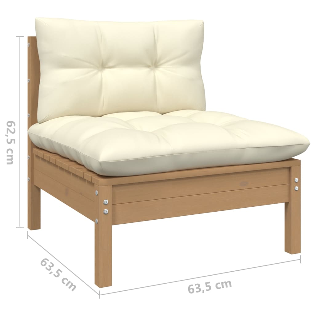 2-Sitzer-Gartensofa mit Kissen Creme Massivholz Kiefer