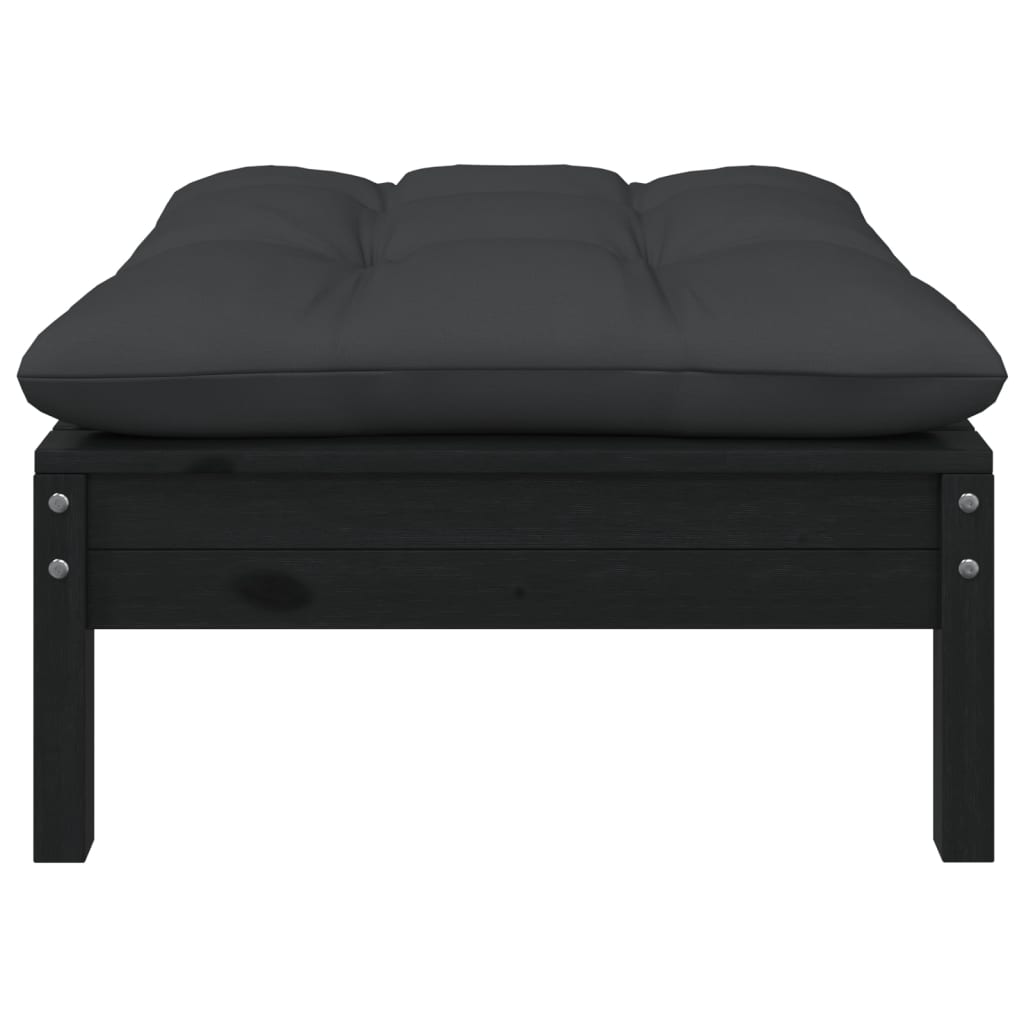 Gartensofa 2-Sitzer mit Kissen in Schwarz Massivholz Kiefer