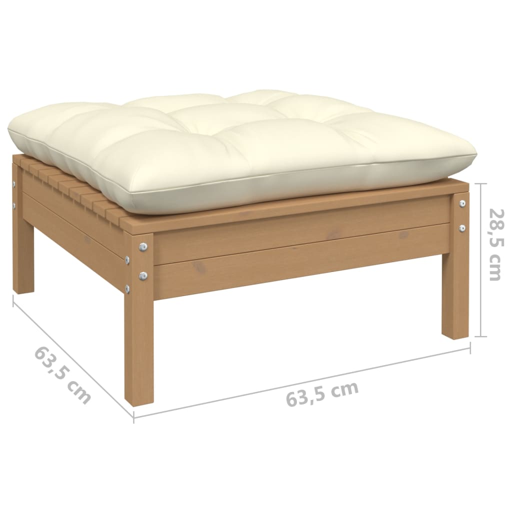 3-tlg. Garten-Lounge-Set mit Creme Kissen Massivholz Kiefer