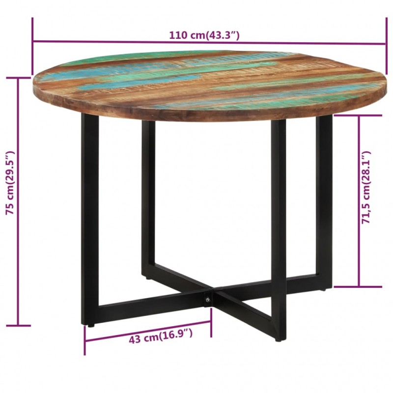 Esstisch 110x75 cm Altholz Massivholz