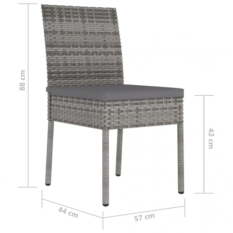 Garten-Essstühle 4 Stk. Poly Rattan Grau