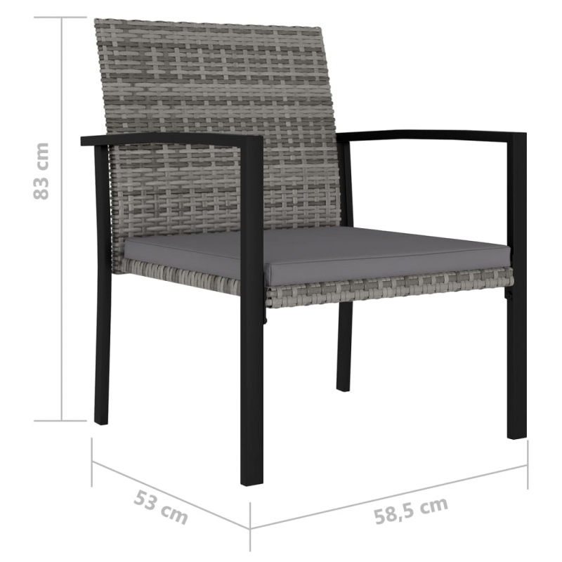 Garten-Essstühle 2 Stk. Poly Rattan Grau