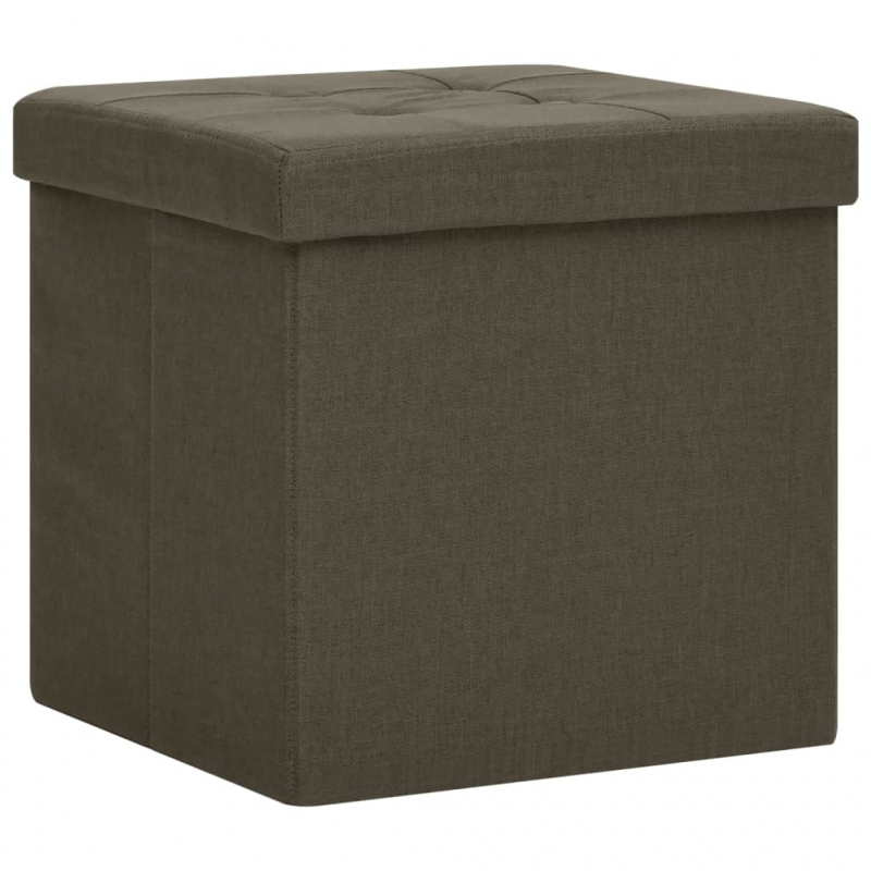 Hocker mit Stauraum 2 Stk. Dunkelbraun Leinenoptik