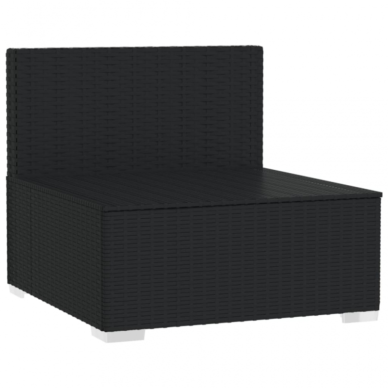 Garten-Mittelsofa mit Kissen Schwarz Poly Rattan