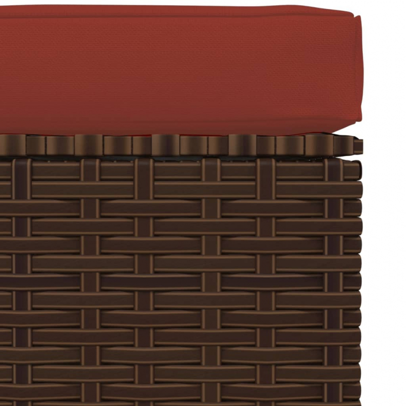 Gartenhocker mit Kissen Braun 70x70x30 cm Poly Rattan