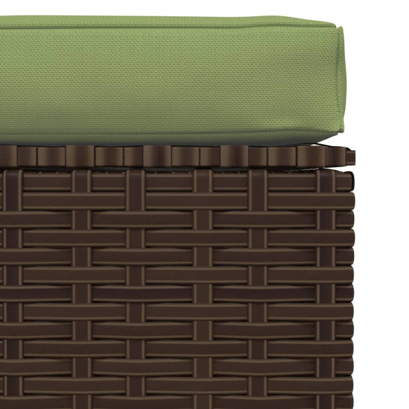 Gartenhocker mit Kissen Braun 70x70x30 cm Poly Rattan