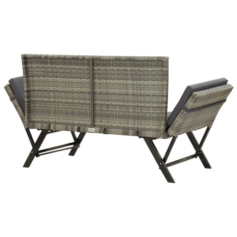 Gartenbank mit Kissen Grau 176 cm Poly Rattan