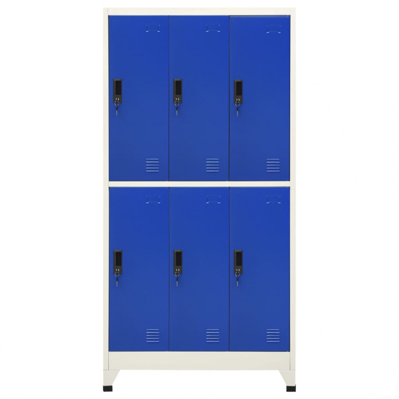 Schließfachschrank Grau und Blau 90x45x180 cm Stahl