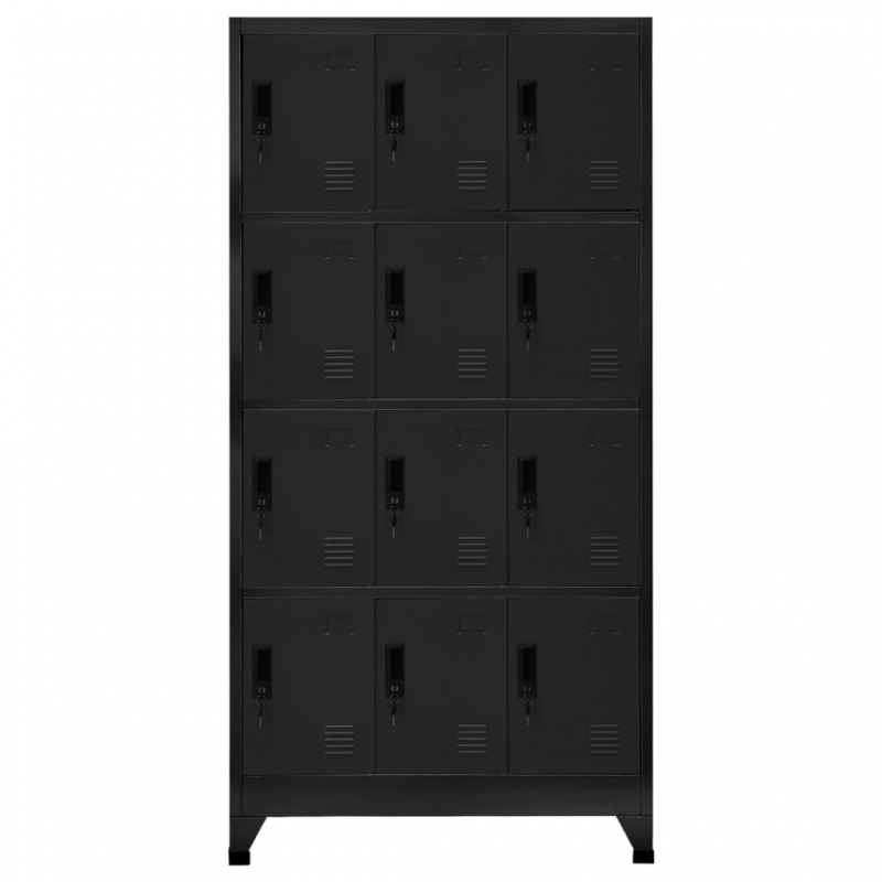 Schließfachschrank Schwarz 90x45x180 cm Stahl