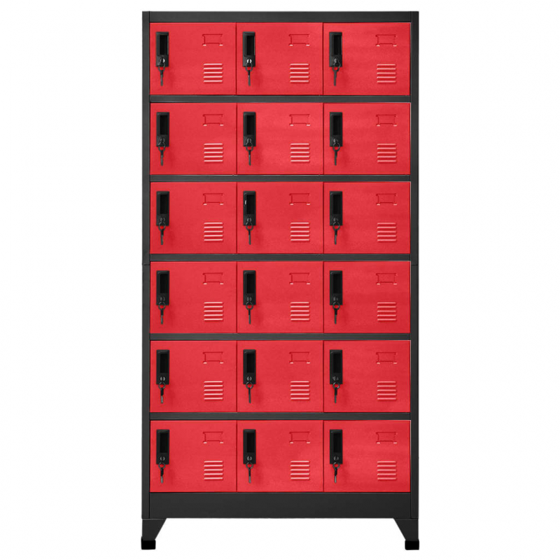 Schließfachschrank Anthrazit und Rot 90x40x180 cm Stahl