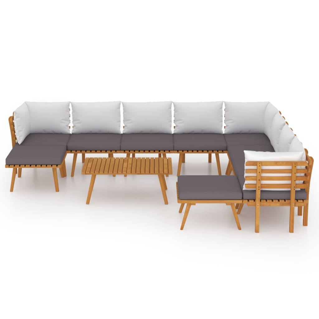 11-tlg. Garten-Lounge-Set mit Kissen Massivholz Akazie
