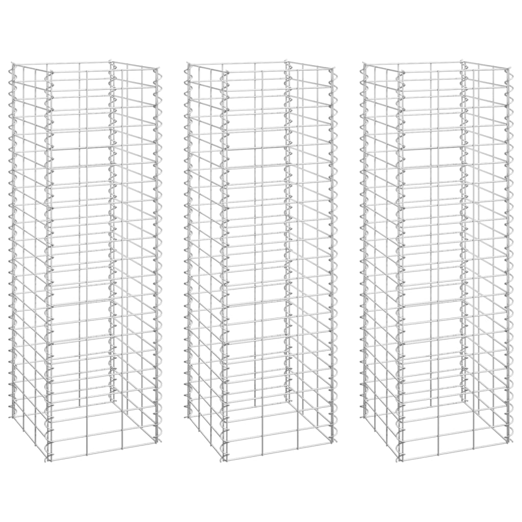 Gabionen-Hochbeete 3 Stk. 30x30x100 cm Eisen