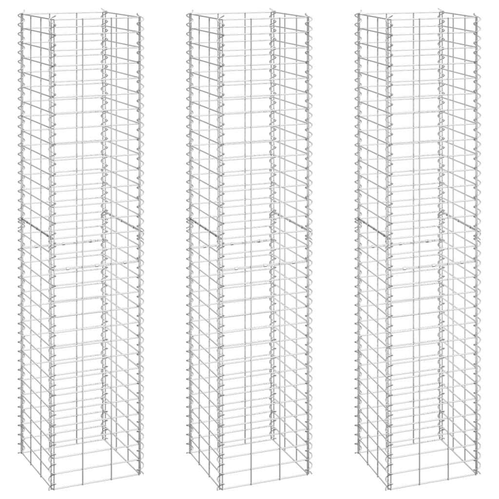 Gabionen-Hochbeete 3 Stk. 30x30x150 cm Eisen