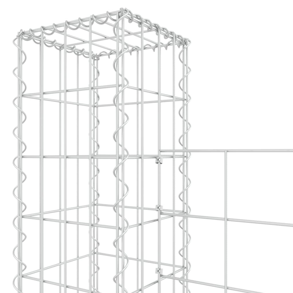 Gabionenkorb U-Form mit 3 Säulen Eisen 260x20x200 cm