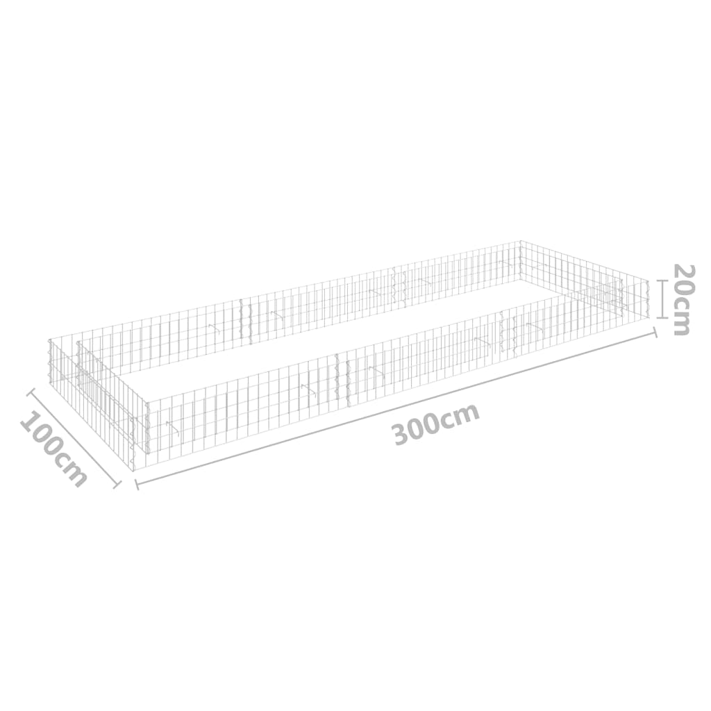 Gabionen-Hochbeet Verzinkter Stahl 300x100x20 cm